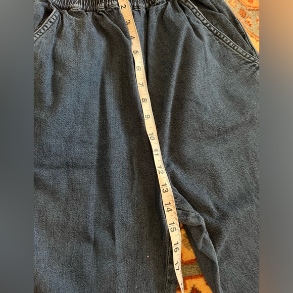 Joie two piece set denim jogger pants puff sleeve top chambray Canadian tuxedo S - Picture 12 of 15